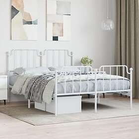 vidaXL Sängram med huvudgavel och fotgavel vit metall 140x190 cm