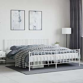 vidaXL Sängram med huvudgavel och fotgavel vit metall 193x203 cm