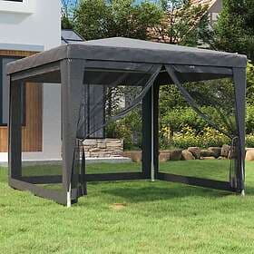 vidaXL Party Tent 3x3m (Anthracite) HDPE with 4 mesh walls