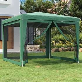 vidaXL Party Tent with 4 mesh sidewalls 3x3m HDPE Green