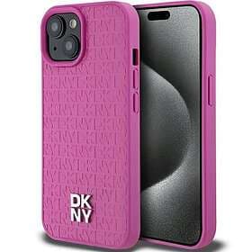 DKNY Leather Pattern Metal Logo Case for iPhone 15/14/13