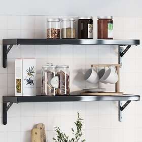 vidaXL Shelf Brackets 4 pcs 20x2.5x14 cm Black Stainless Steel 30302