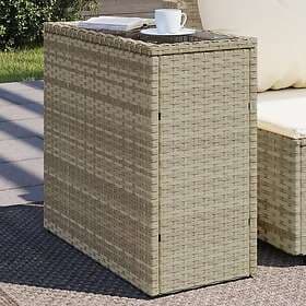 vidaXL Garden Table with glass top light grey 58x27.5x55 cm polyrattan 366189