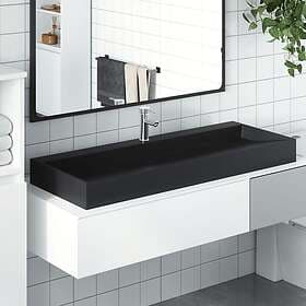 vidaXL Handfat 120x46x11 cm mineralgjuten/marmor matt svart 155983