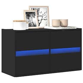 vidaXL Väggmonterad tv-bänk LEDs svart 80x31x45 cm 852286