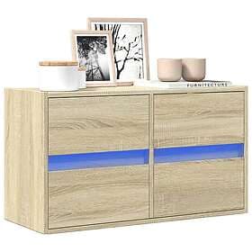 vidaXL Väggmonterad tv-bänk LEDs sonoma-ek 80x31x45 cm 852287