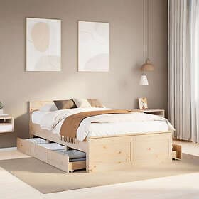 vidaXL Bed Frame with Headboard 135x190 cm Solid Pine