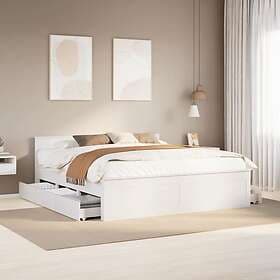 vidaXL Sängram utan madrass med huvudgavel vit 200x200 cm massiv furu