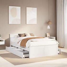 vidaXL Sängram utan madrass med huvudgavel vit 120x190 cm massiv furu