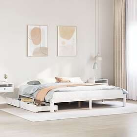 vidaXL Sängram med lådor vit 180x200 cm massiv furu