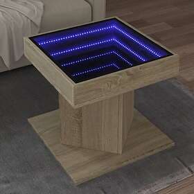 vidaXL Soffbord med LEDs sonoma-ek 50x50x45 cm konstruerat trä