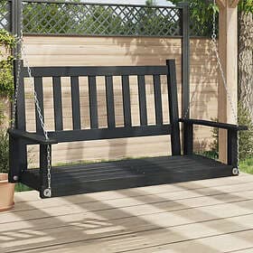 vidaXL Swing Bench with metal chains black solid spruce wood