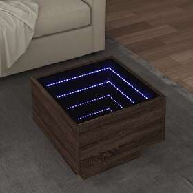 vidaXL Soffbord med LEDs brun ek 40x40x30 cm konstruerat trä