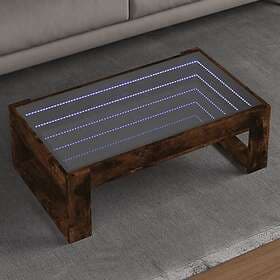 vidaXL Soffbord med Infinity LEDs rökfärgad ek 90x53x30 cm