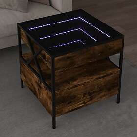 vidaXL Soffbord med Infinity LEDs rökfärgad ek 50x50x51 cm