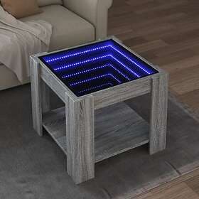 vidaXL Soffbord med LEDs grå sonoma 53x53x45 cm konstruerat trä