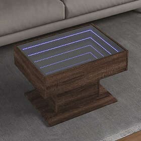 vidaXL Soffbord med LEDs brun ek 70x50x45 cm konstruerat trä