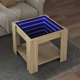 vidaXL Soffbord med LEDs sonoma-ek 53x53x45 cm konstruerat trä