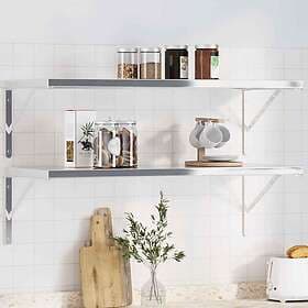 vidaXL Shelf Brackets 4 pcs 40x2.5x25 cm Silver Stainless Steel 330257