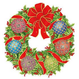 Caspari Imperial Ornament Wreath Die Cut Advent Calendar