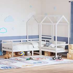 vidaXL Daybed with Bench and Canopy White 80x200cm Solid Pine