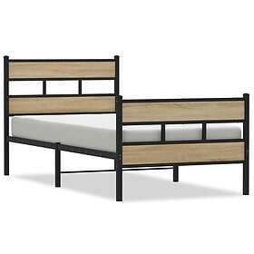 vidaXL Sängram utan madrass metall sonoma-ek 90x200 cm