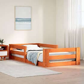 vidaXL Sängram utan madrass vaxad brun 80x190 cm massiv furu