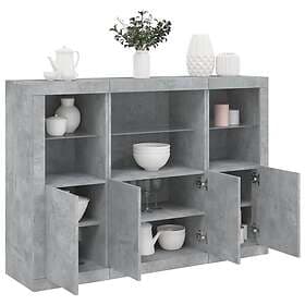 vidaXL Sideboard with LED Lighting 3 pcs Concrete Grey Engineered Wood 819658