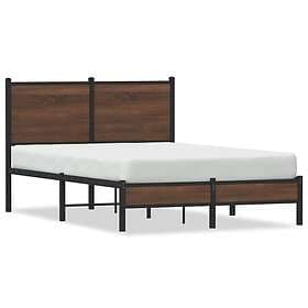 vidaXL Sängram utan madrass metall brun ek 120x200 cm