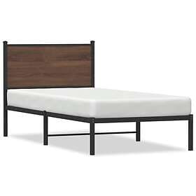 vidaXL Bed Frame brown oak 75x190 cm metal