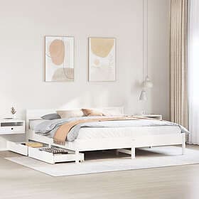 vidaXL Sängram utan madrass vit 160x200 cm massiv furu