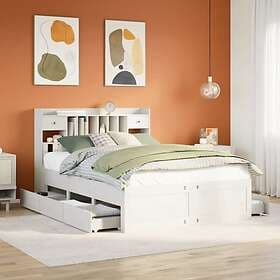 vidaXL Bed Frame with Bookshelf 140x190 cm solid pine
