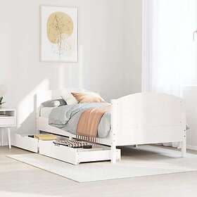 vidaXL Sängram utan madrass vit 75x190 cm massiv furu