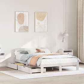 vidaXL Sängram utan madrass vit 150x200 cm massiv furu