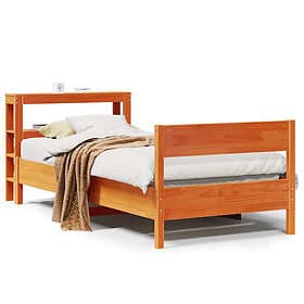 vidaXL Sängram utan madrass vaxad brun 90x190 cm massiv furu