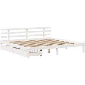 vidaXL Sängram med lådor vit 180x200 cm massiv furu