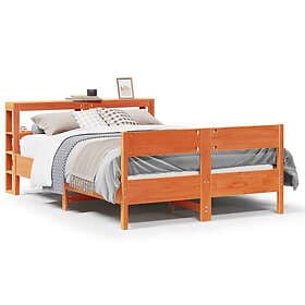 vidaXL Sängram utan madrass vaxbrun 150x200 cm massiv furu