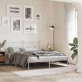 vidaXL Sängram med huvudgavel metall vit 150x200 cm