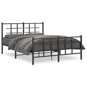 vidaXL Bed Frame with headboard and footboard black metal 140x190 cm
