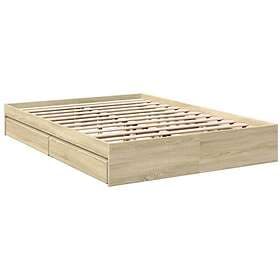 vidaXL Bed Frame sonoma oak 150x200 cm engineered wood with drawers