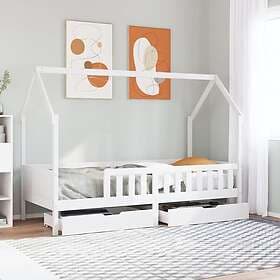 vidaXL Sängram för barnsäng m. lådor 90x200 cm massiv furu