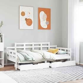 vidaXL Dagbädd med lådor vit 90x190 cm massiv furu