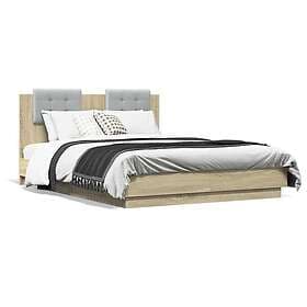 vidaXL Sängram med huvudgavel sonoma-ek 135x190 cm konstruerat trä