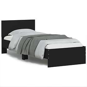 vidaXL Bed Frame with Headboard and LEDs black 75x190 cm