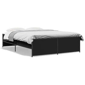 vidaXL Sängram svart 135x190 cm konstruerat trä och metall