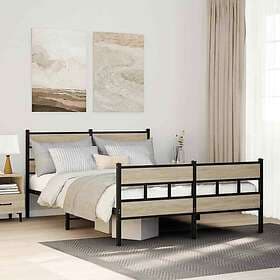 vidaXL Sängram utan madrass metall sonoma-ek 140x190 cm
