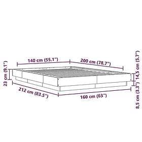 vidaXL Sängram sonoma-ek 140x200 cm konstruerad trä