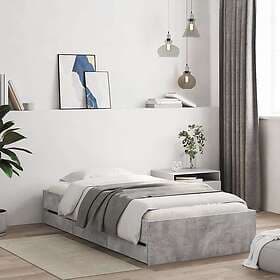 vidaXL Bed Frame 75x190 cm engineered wood concrete grey with drawers