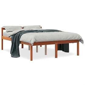 vidaXL Sängram vaxad brun 120x190 cm massiv furu