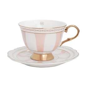 Hilke Collection Strisce Rosa Coffee Cup with Saucer 22cl